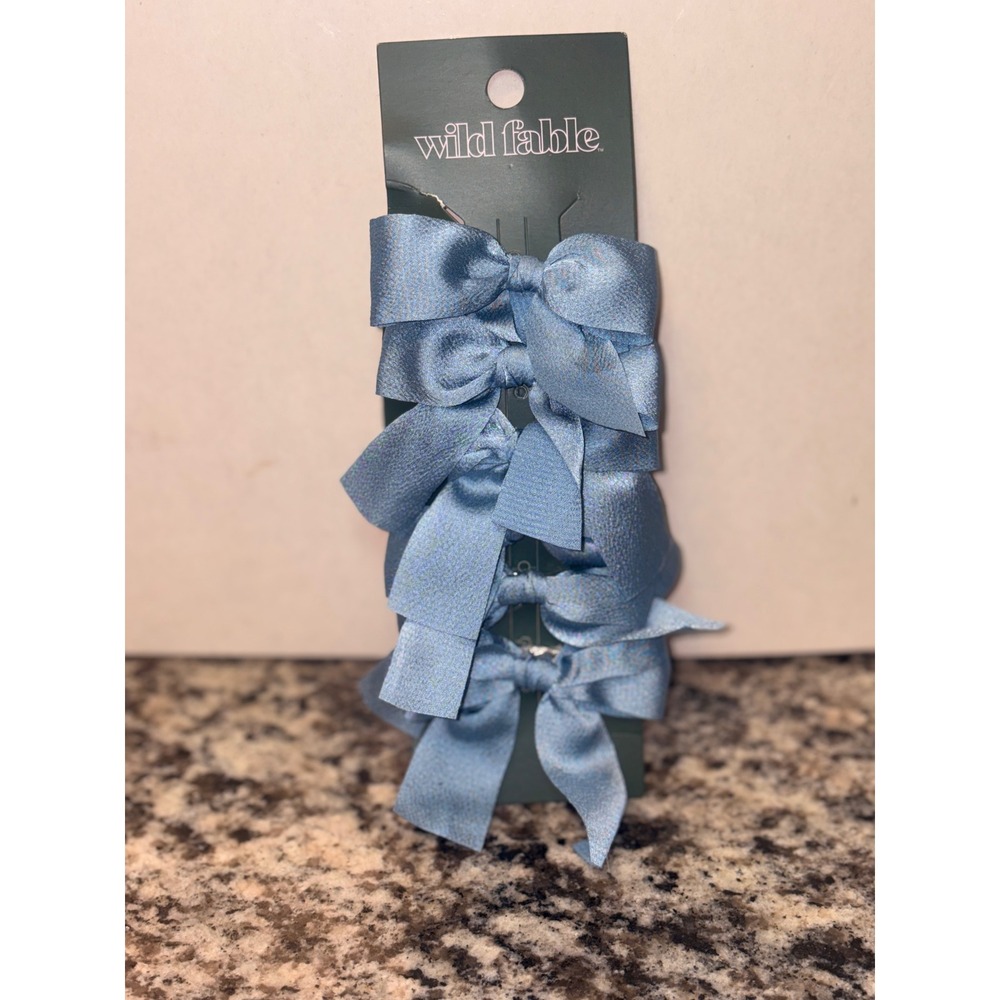 Wild Fable Blue Satin Bow Hair Clip Set 5pc Coquette Balletcore Accessory